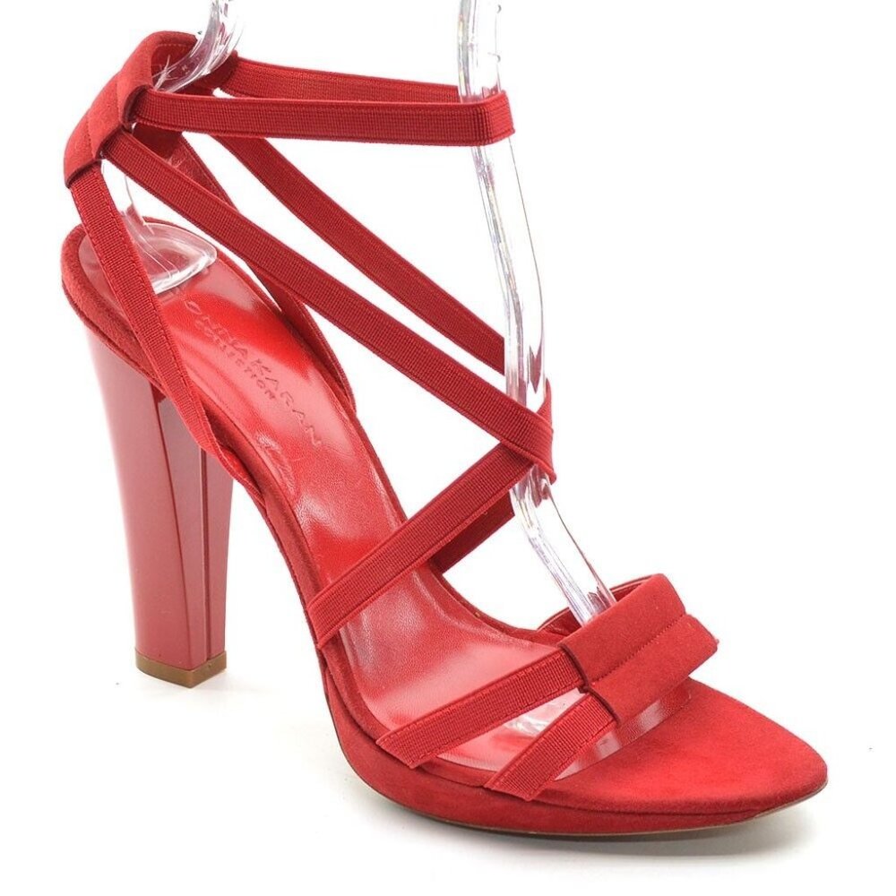 Donna Karan Collection Red Elastic Heel Sandals 8.5 New
